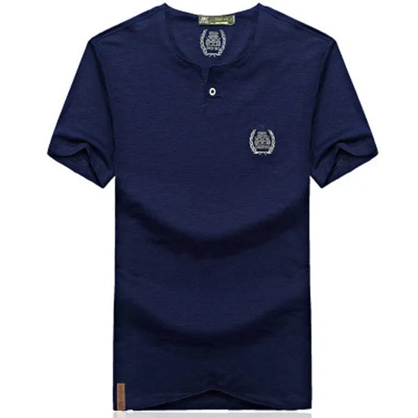 Mens Summer Breathable Cotton V-neck  Casual T-shirt