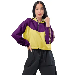 Snooty Fox Art Women’s Cropped Windbreaker - Gold and Purple
